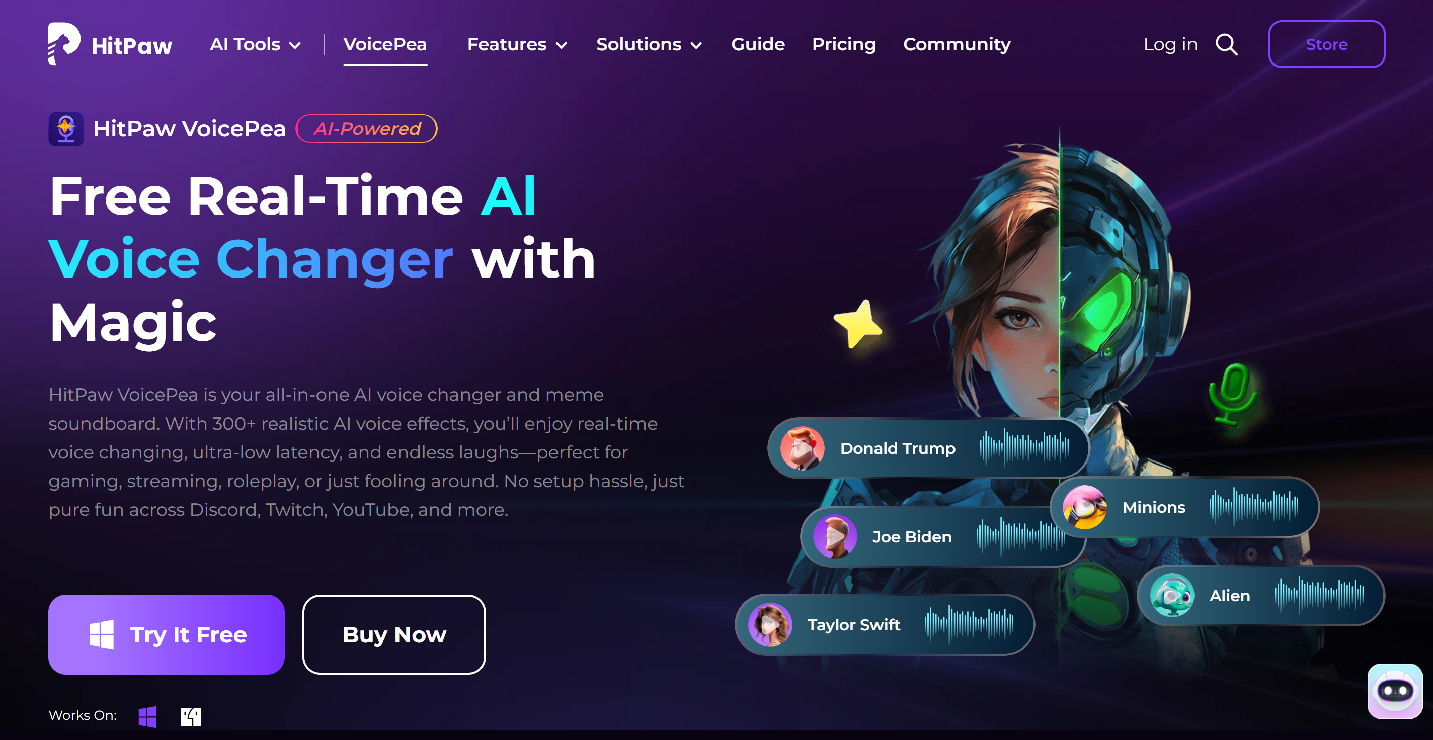 Interface de HitPaw VoicePea - le changeur de voix IA open source le plus apprécié