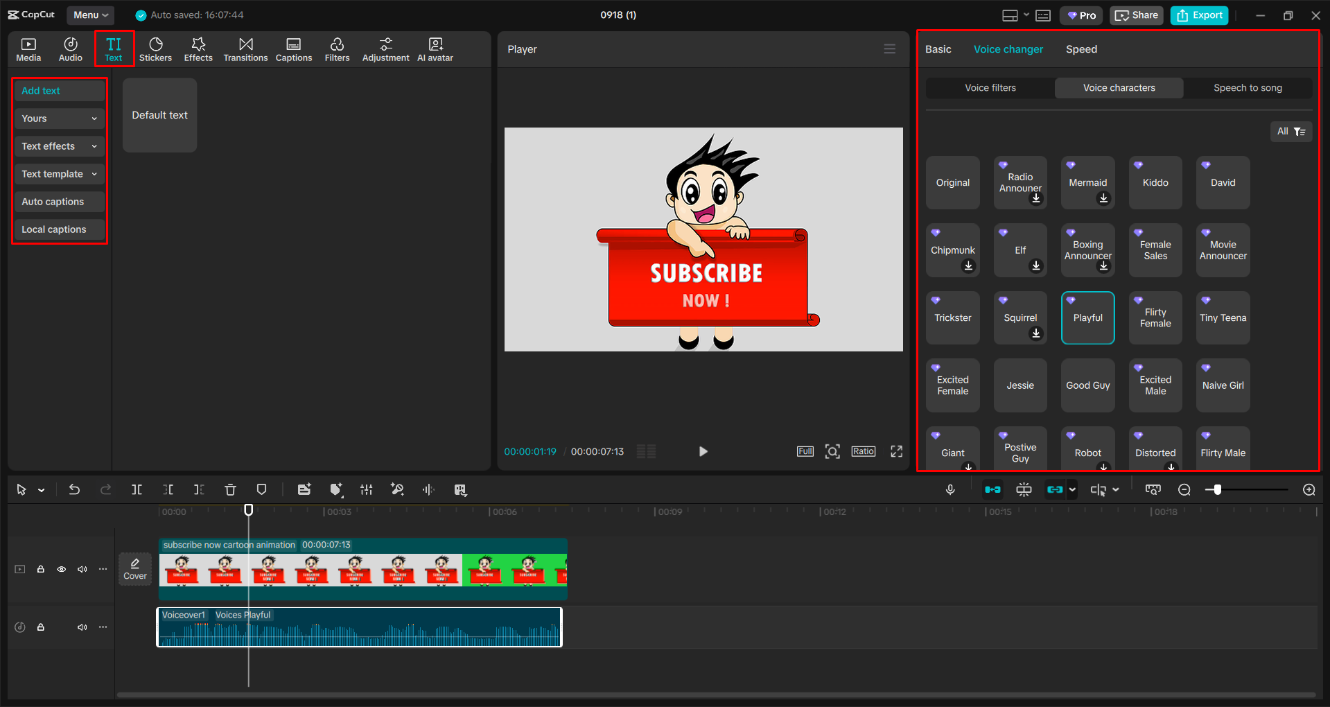 Applying voice effects with the CapCut desktop video editor