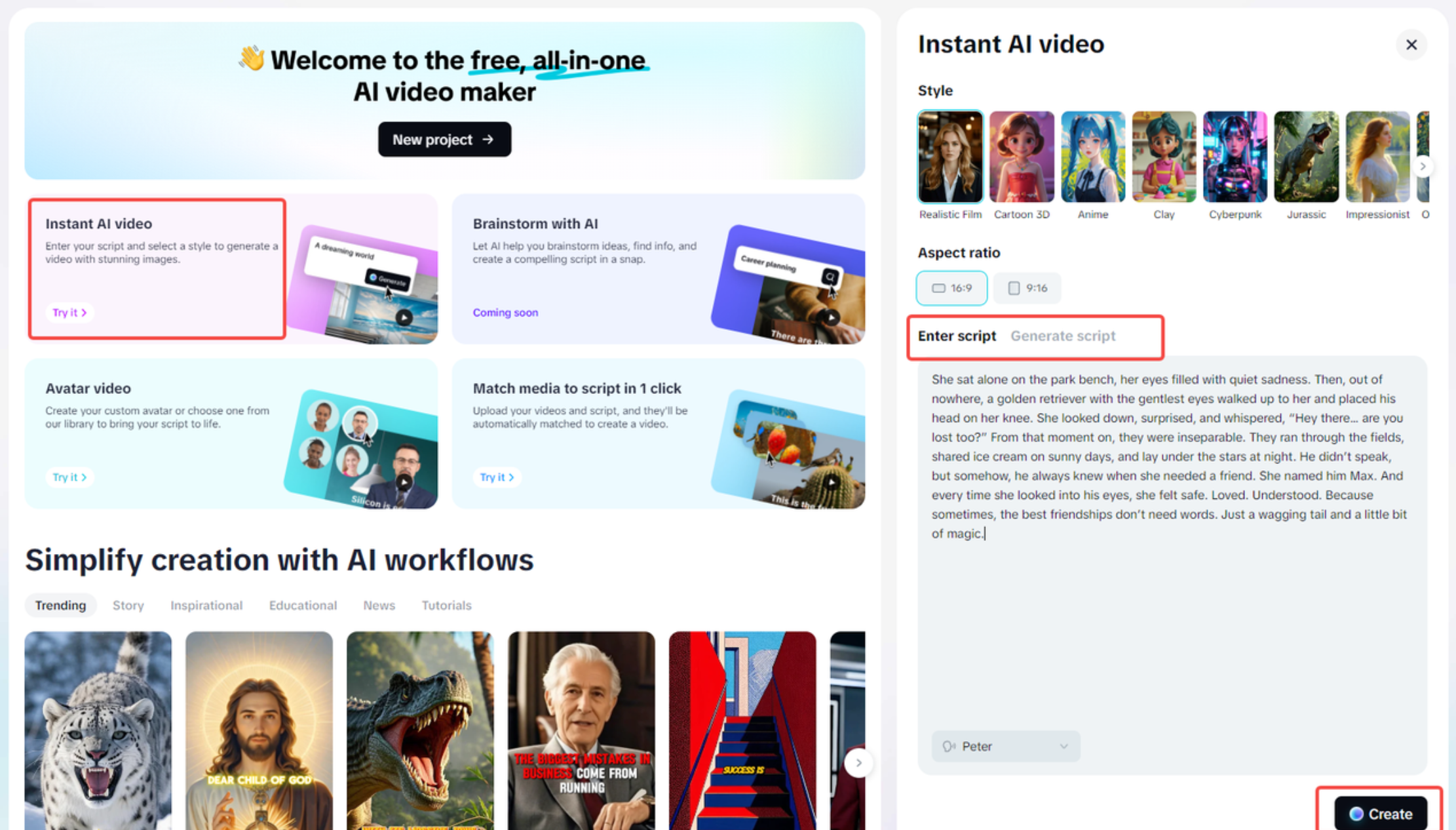 Using the "Start with script" feature in CapCut