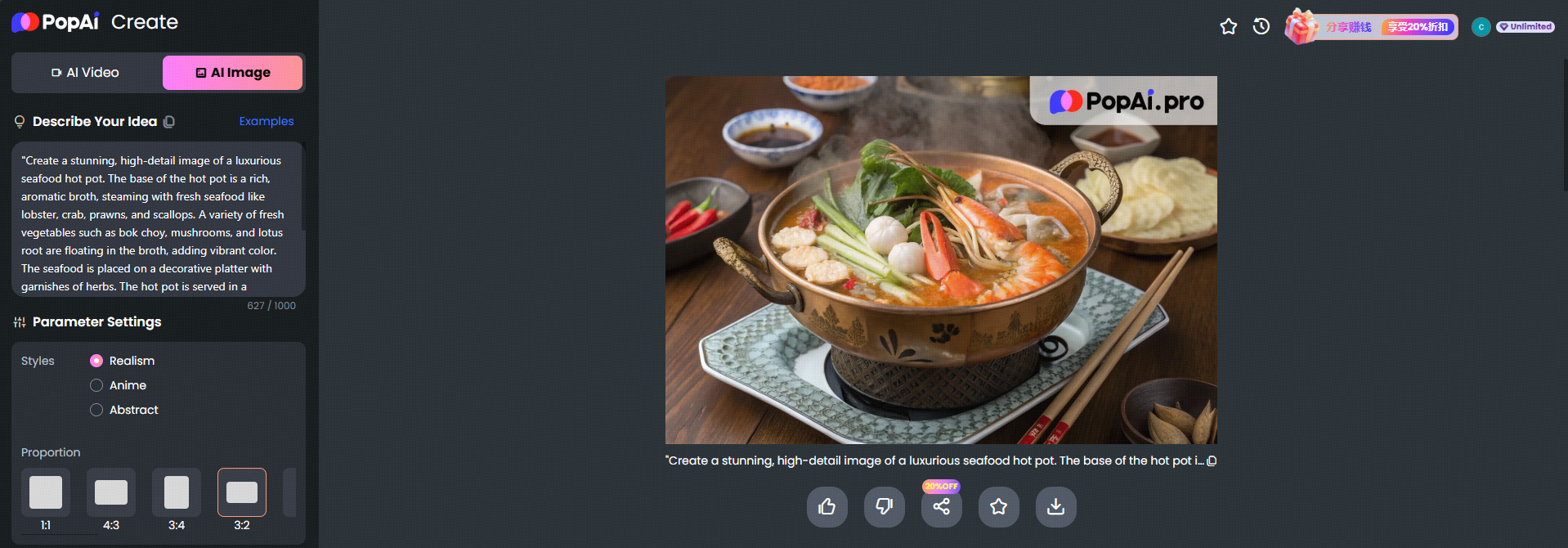 PopAI Pro - an easy AI food generator to consider