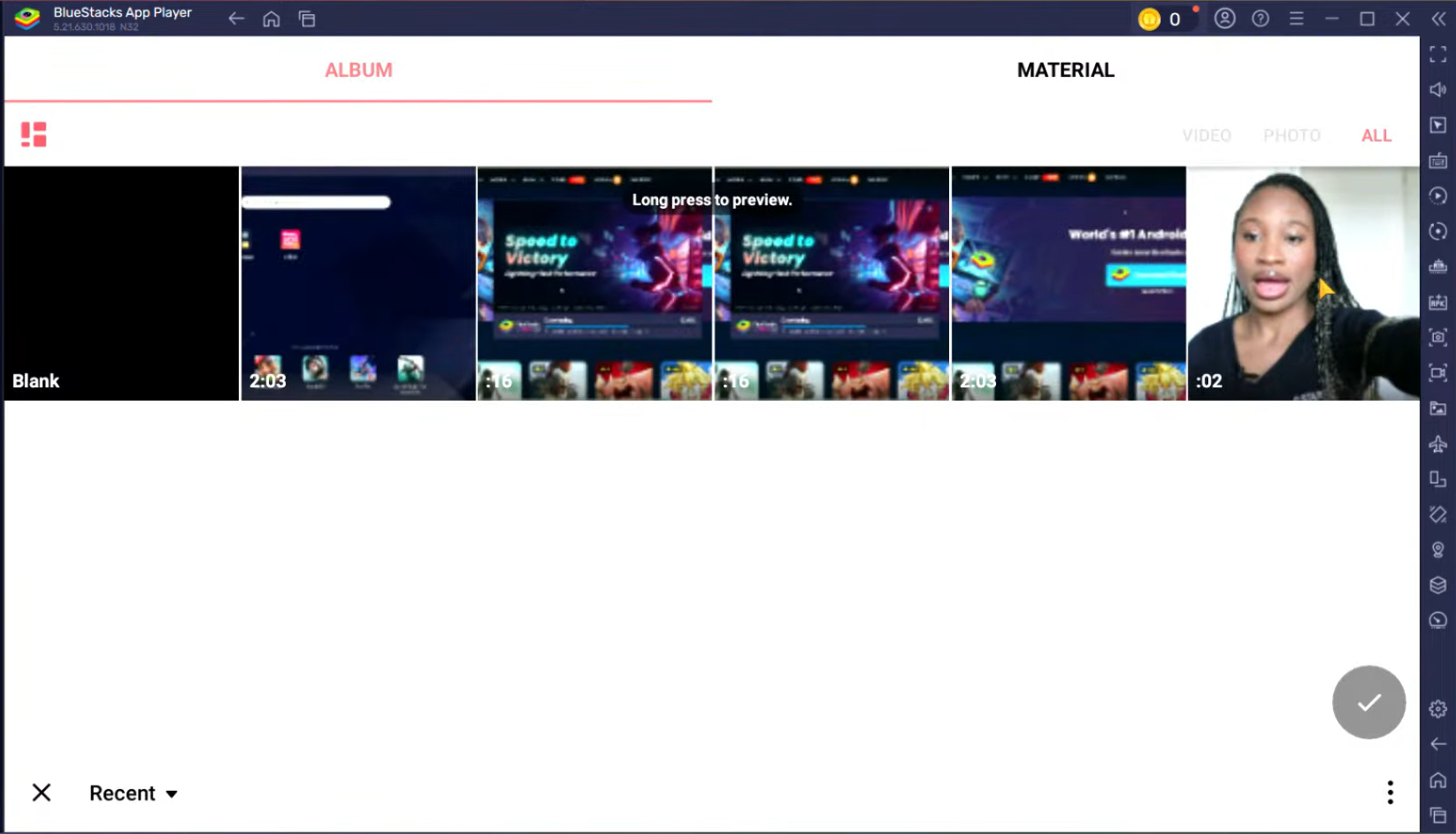 Importing files into the InShot video editor