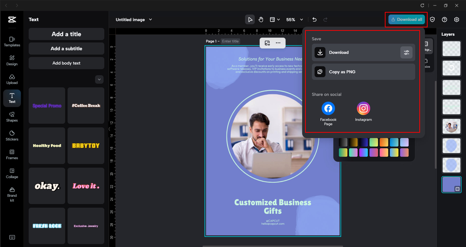Exporting a flyer from the CapCut desktop video editor