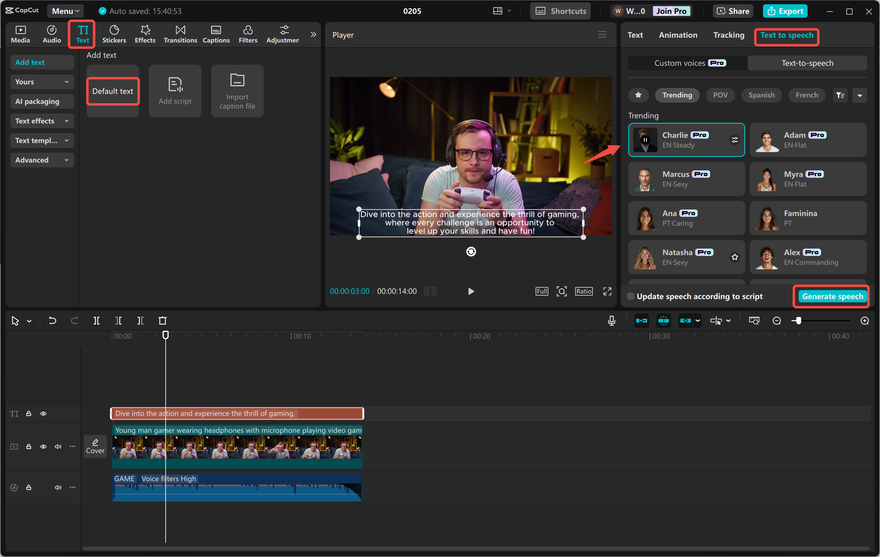 Mengedit dan meningkatkan video iklan promo di CapCut editor video desktop