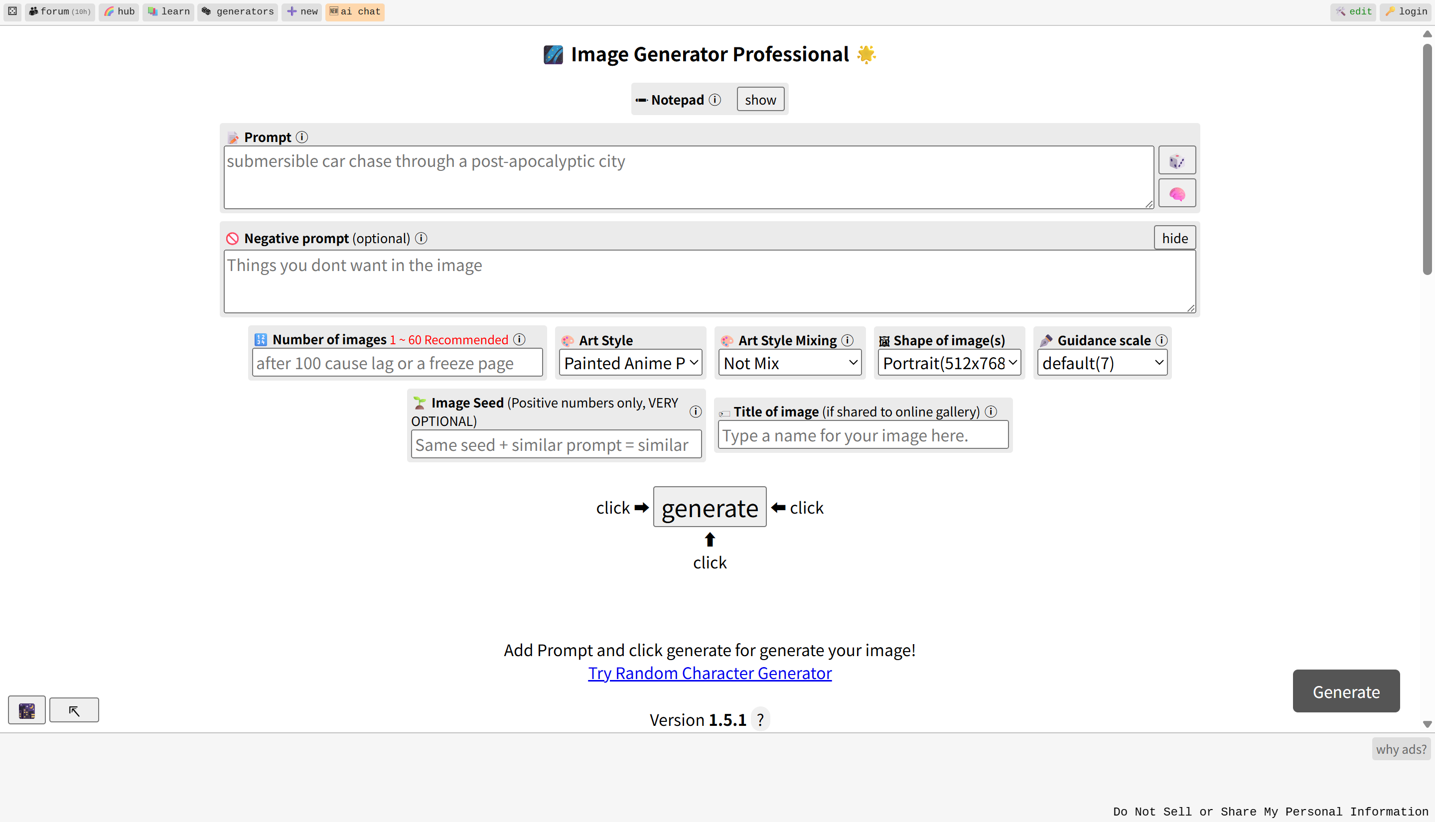 Generator de imagini Perchance AI