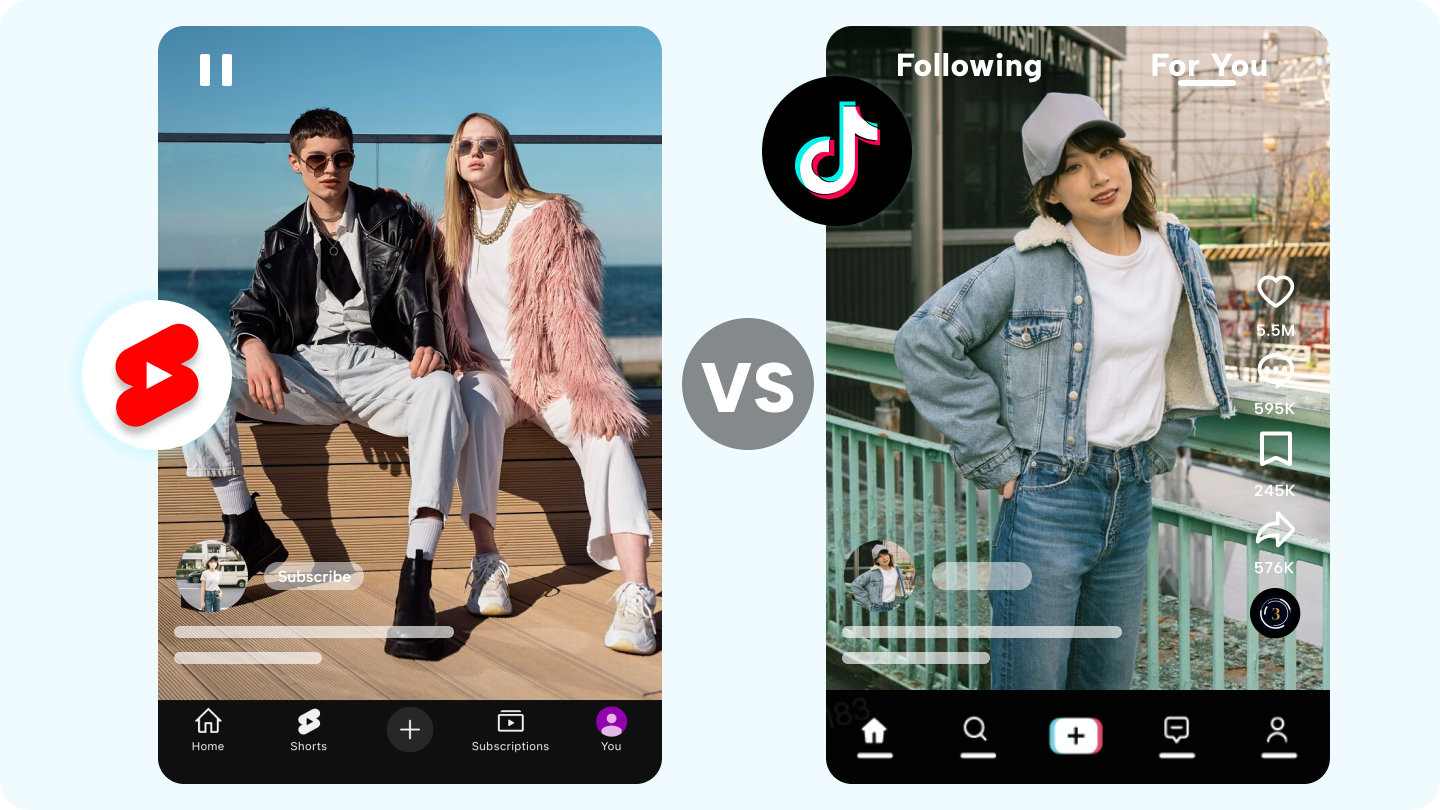 pantaloni scurți YouTube vs tiktok