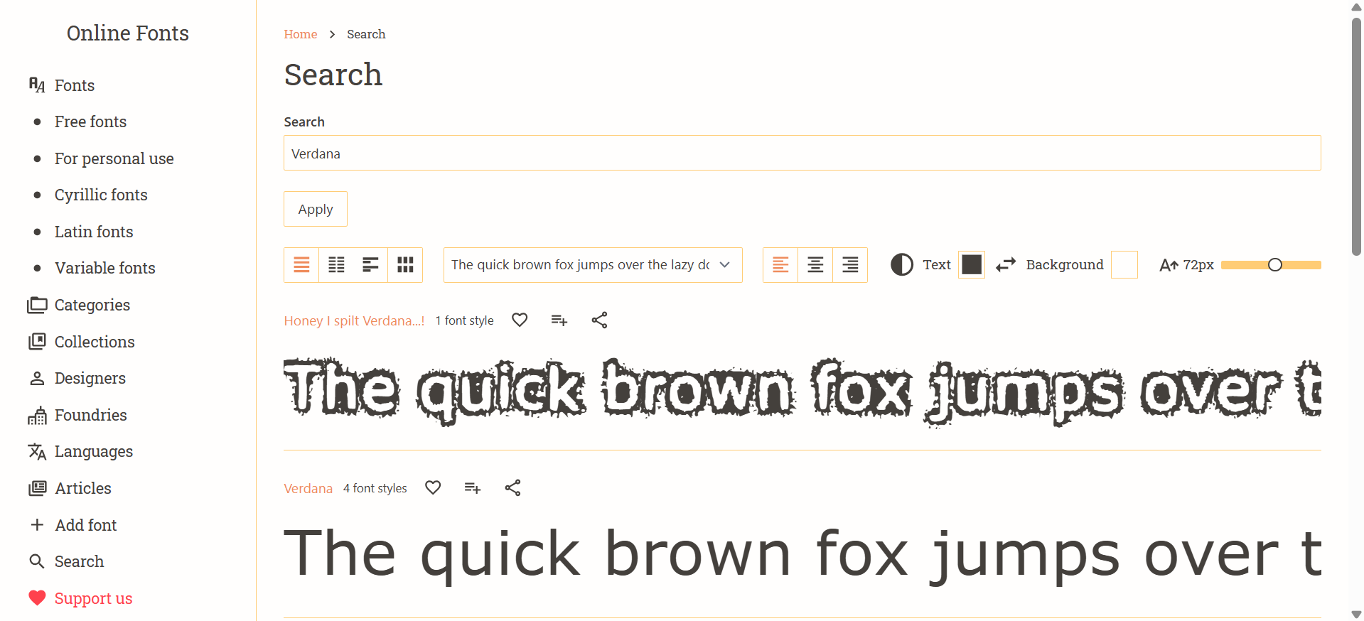 Online Fonts  - the best platform to access Verdana fonts
