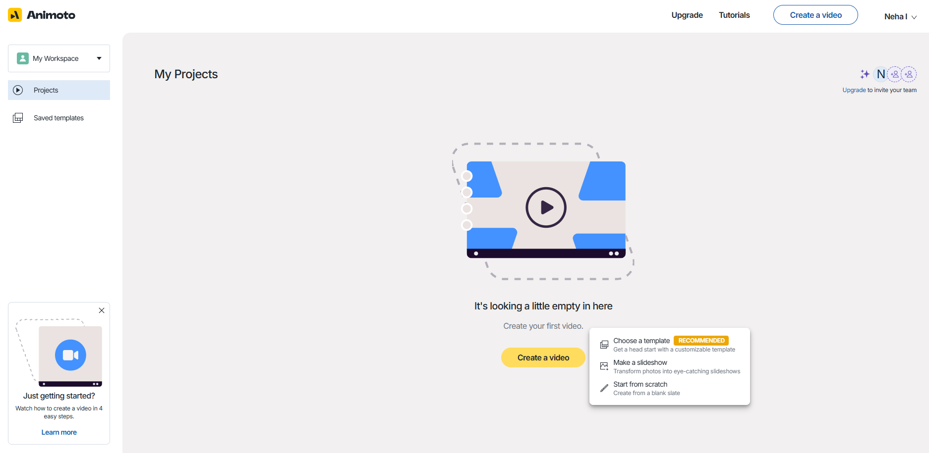 Animoto Interface