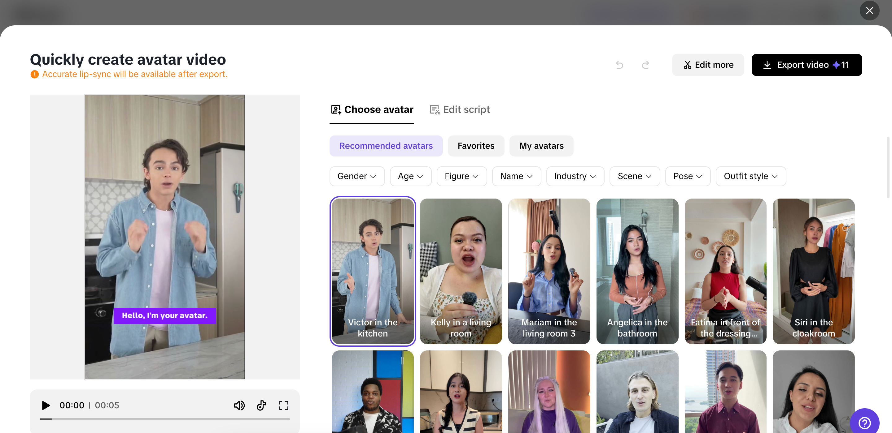 Custom video avatars and scripts