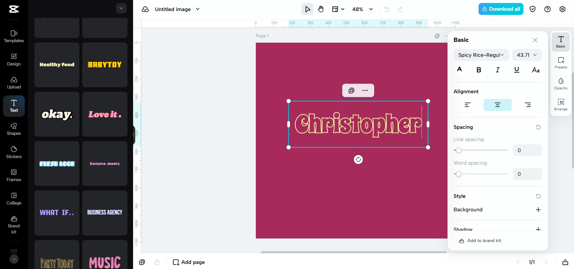 CapCut Web free signature generator interface