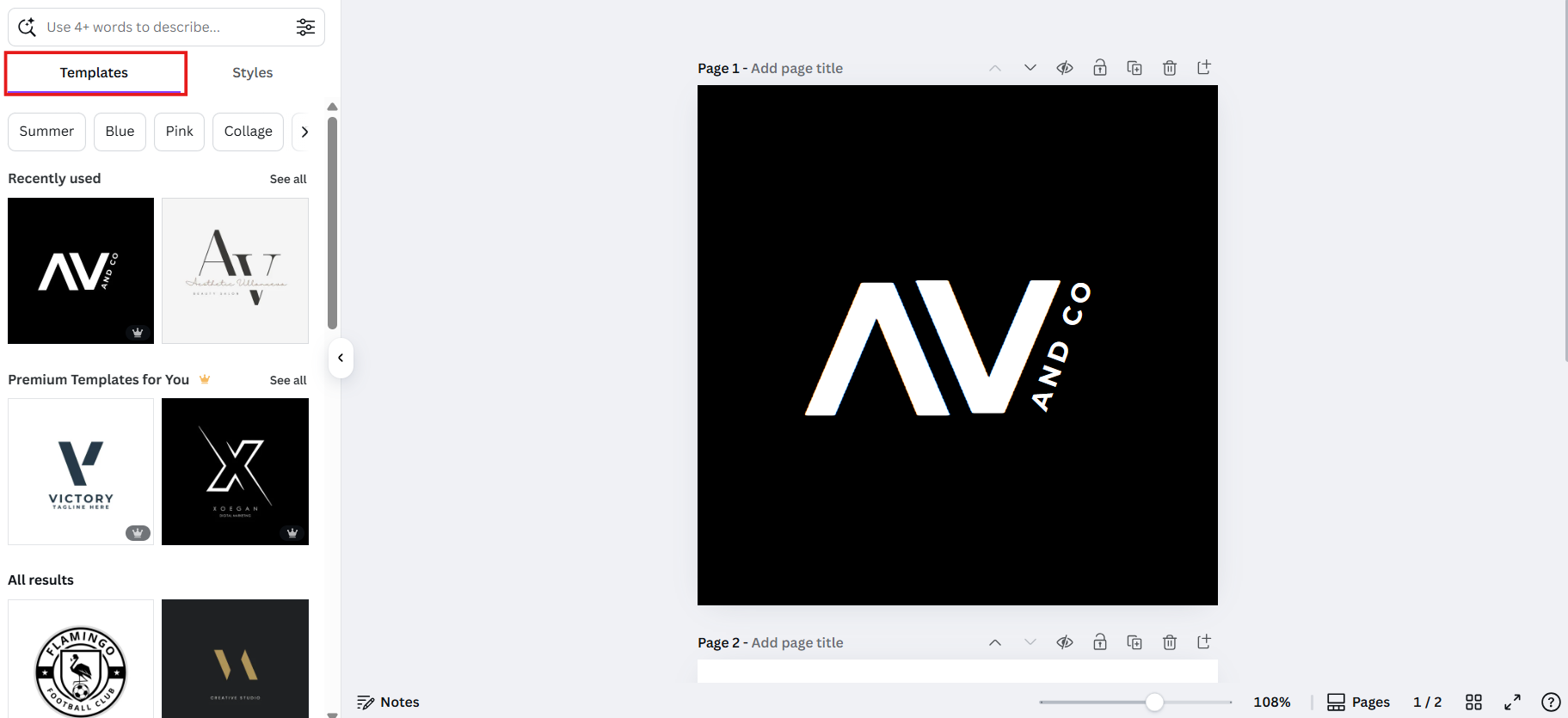 Canva ile modern bir monogram logosunu özelleştirin