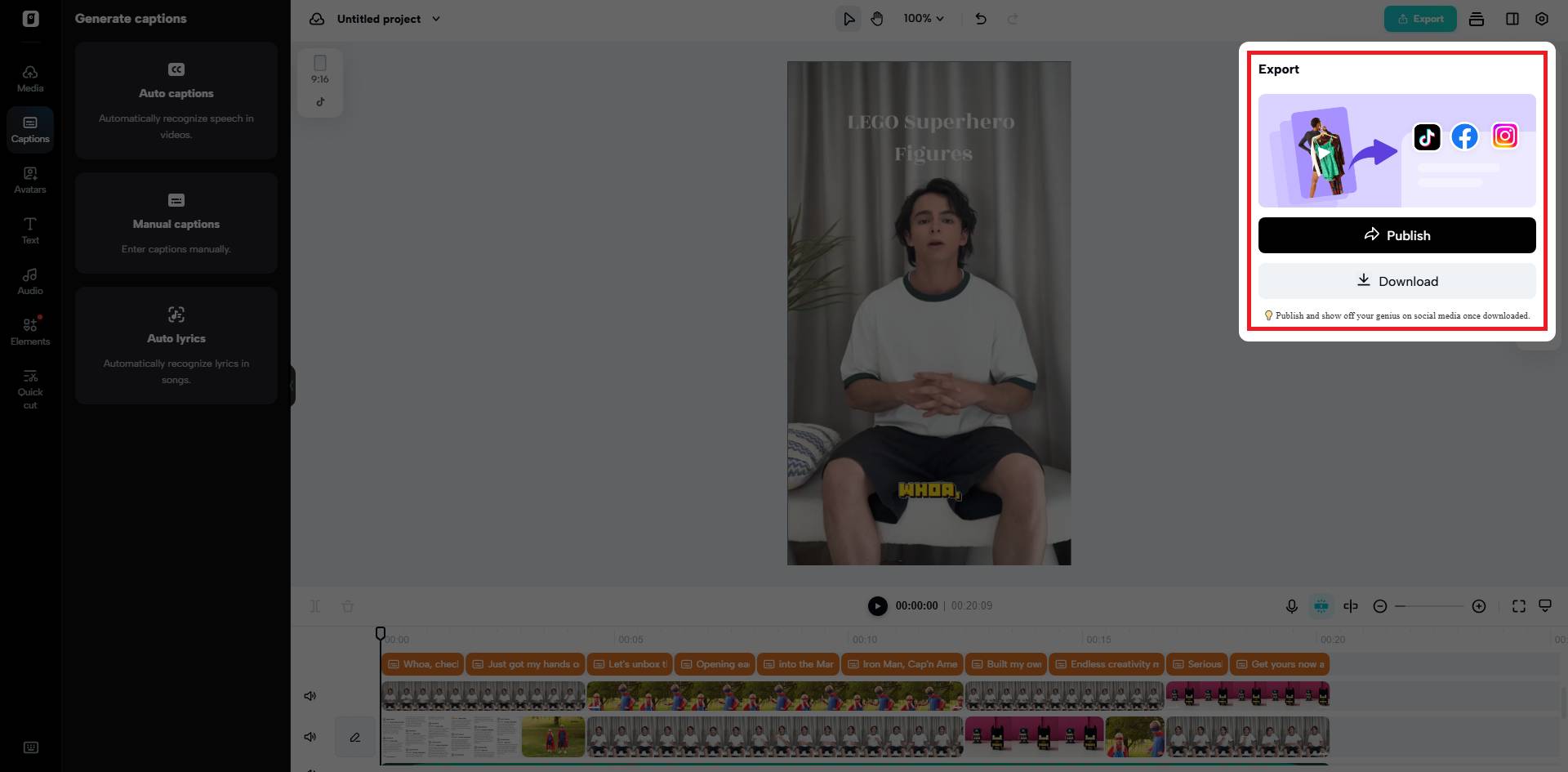 Export or publish your video