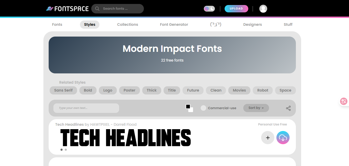 Interface FontSpace