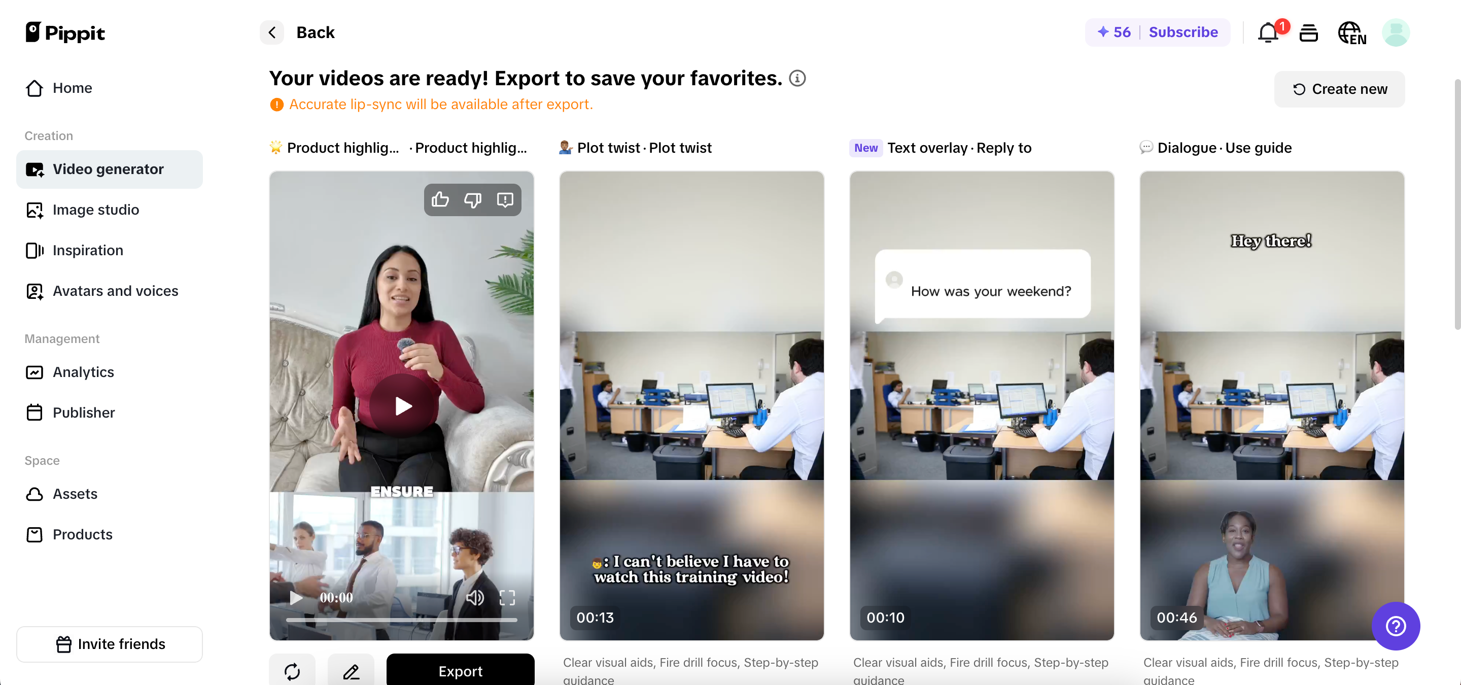 Select your preferred generated video