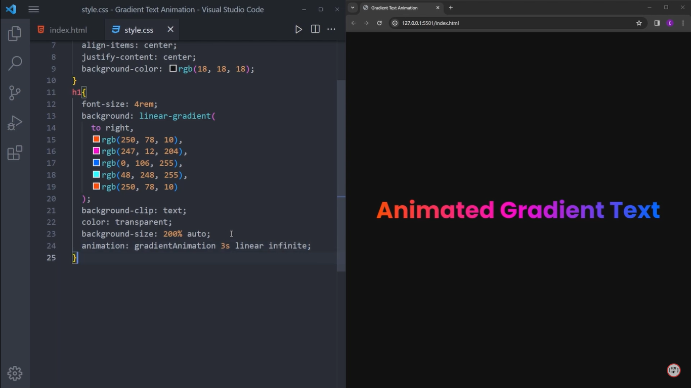 Apply the gradient to text