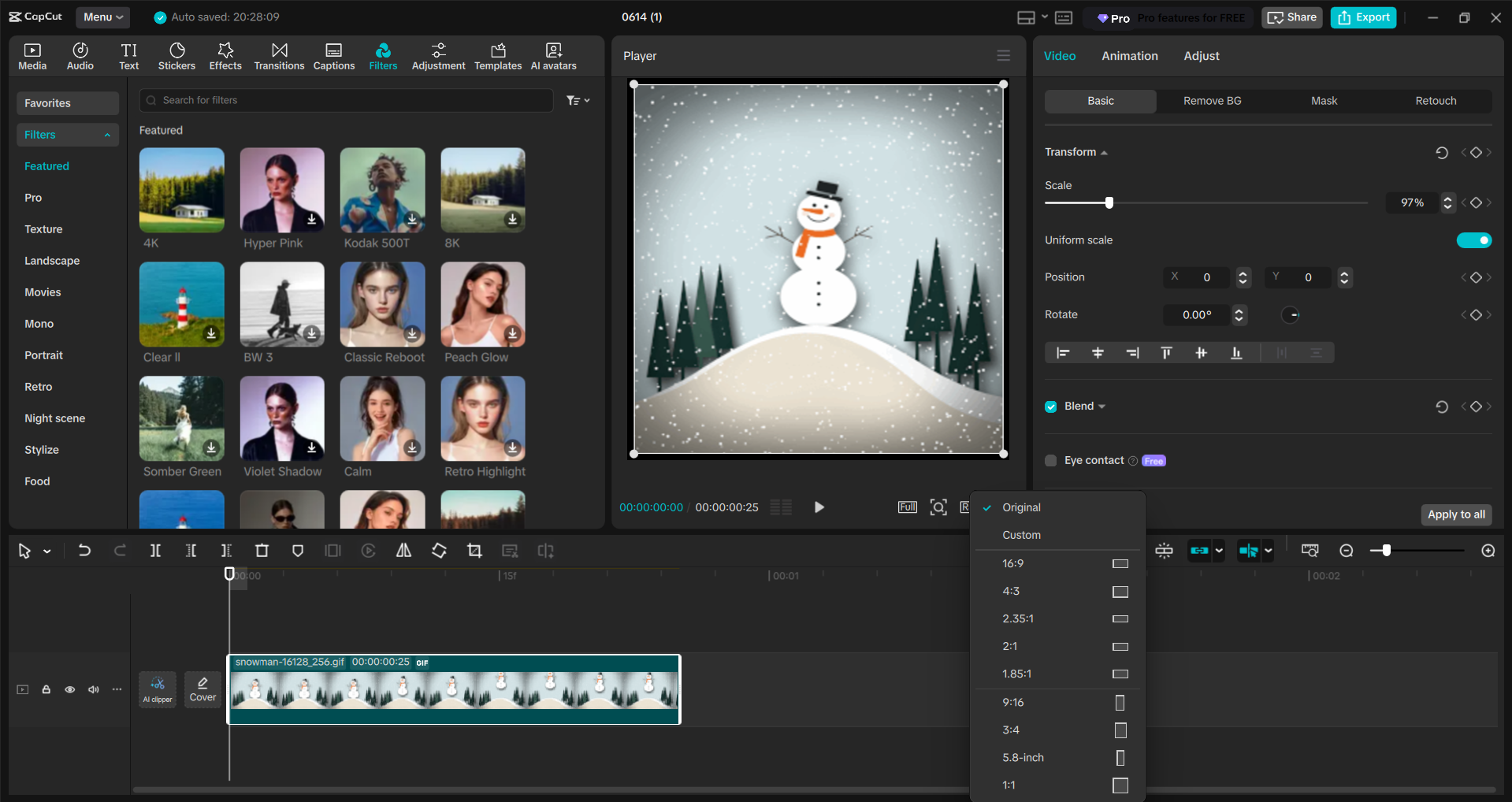 Interfaz del CapCut editor de video de escritorio: una herramienta sin conexión para cambiar el tamaño de los GIFs con