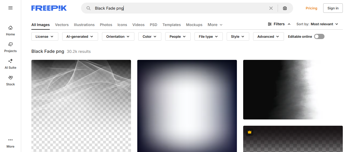 Freepik black fade background interface