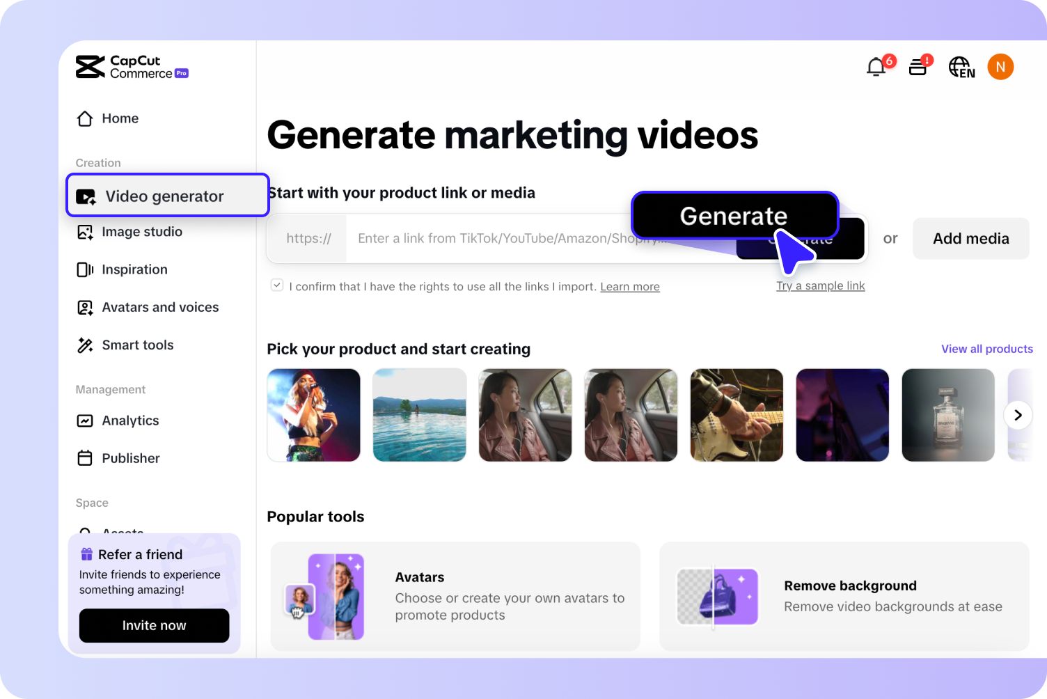 Enter a product link or add media
