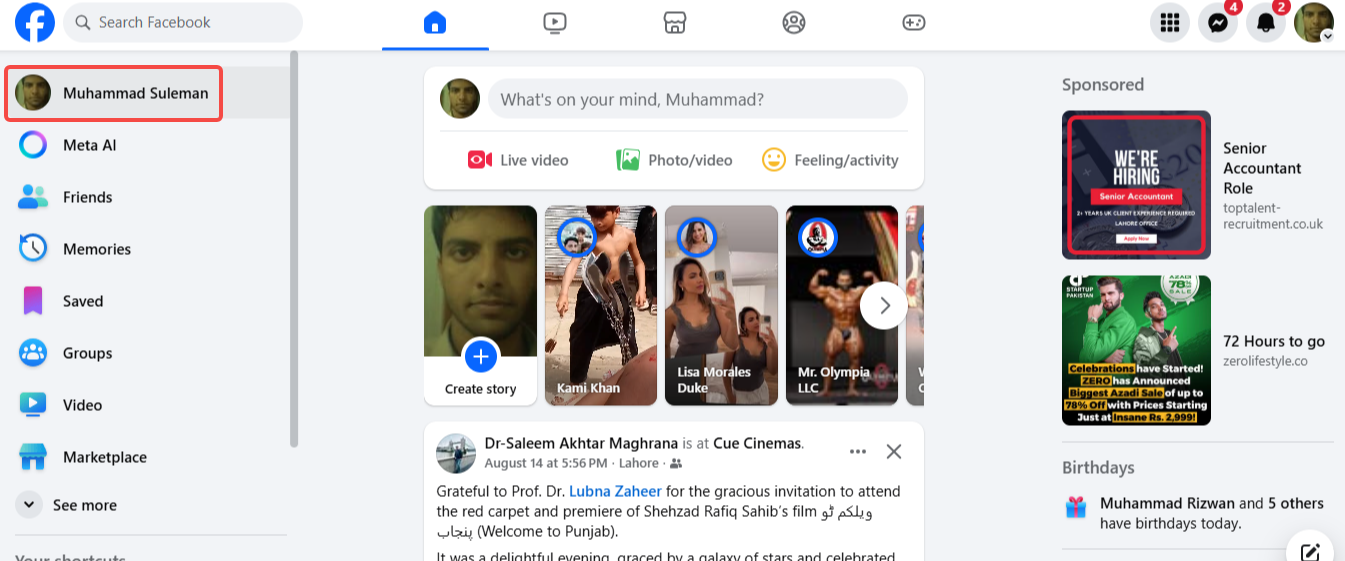 Gehen Sie zu Ihrem Facebook-Profil