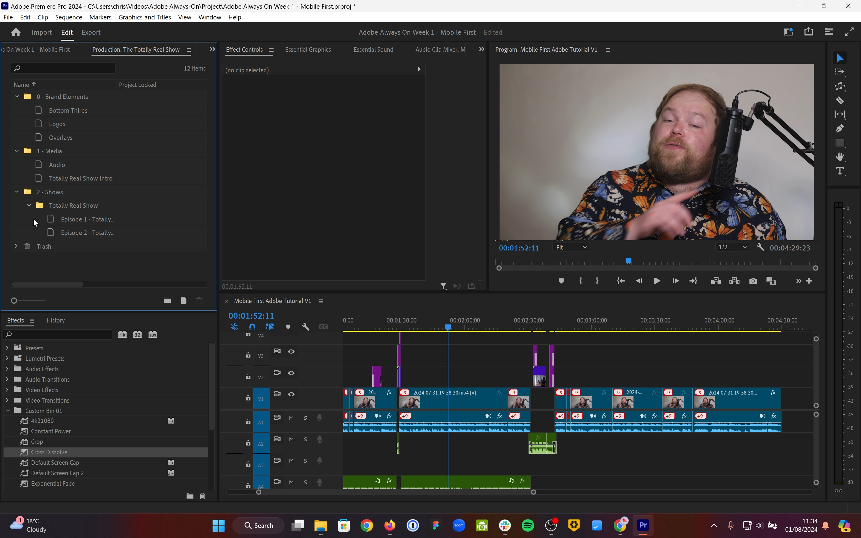 Interface of Adobe Premiere Pro