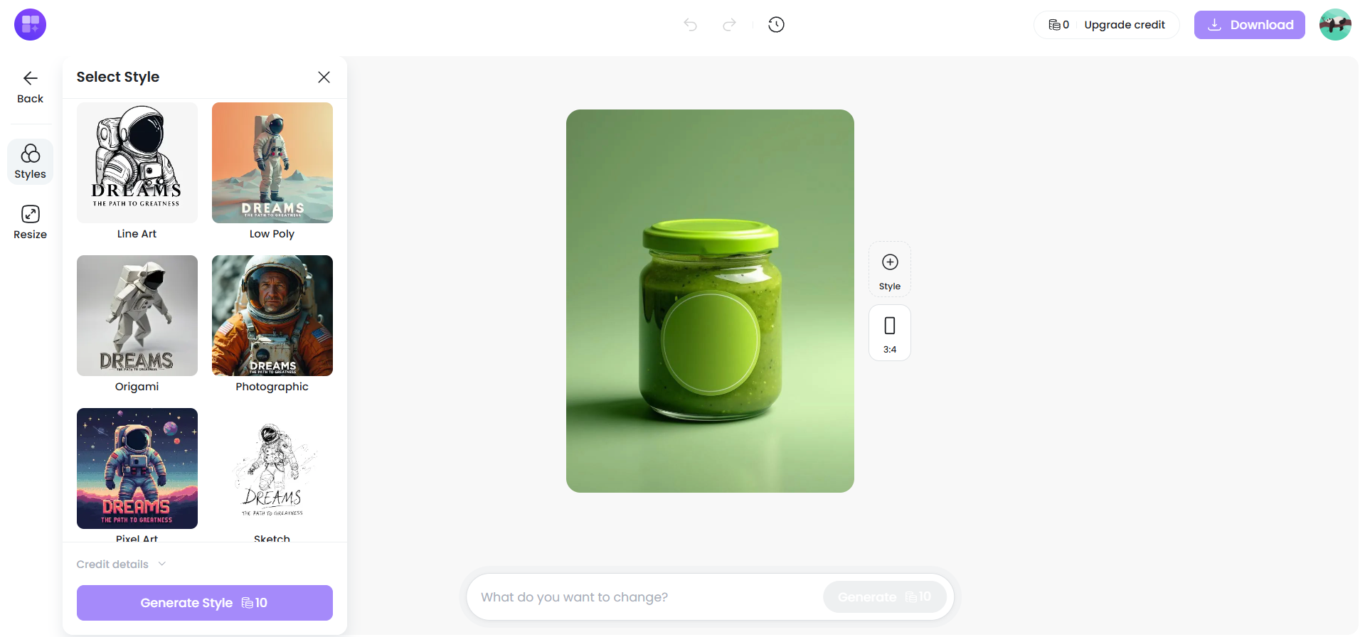 Designs. AI interface
