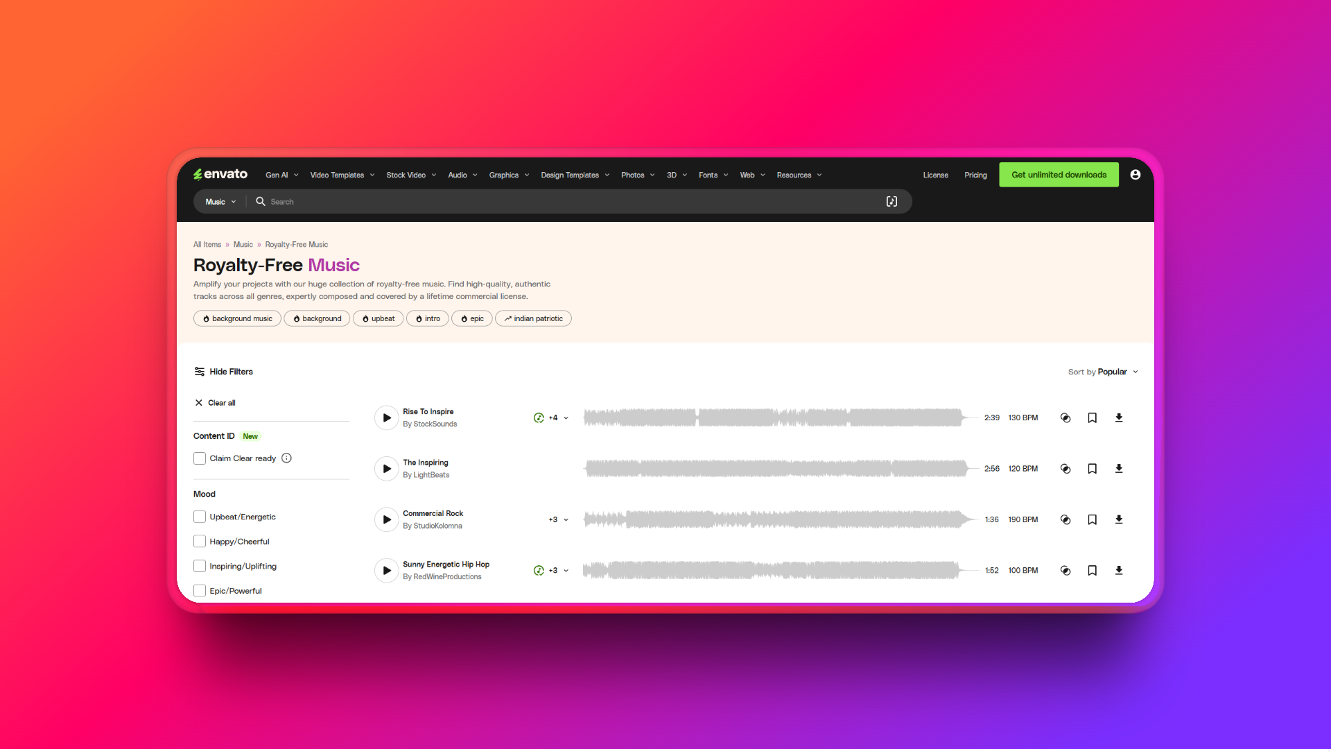 Access loads of music assets