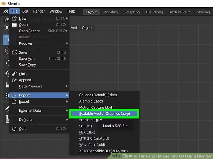 Import the SVG file made in Inkscape into Blender