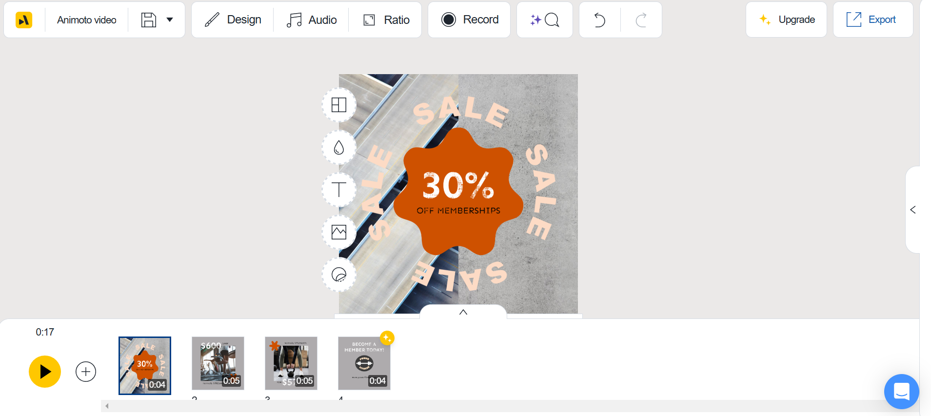Animoto interface