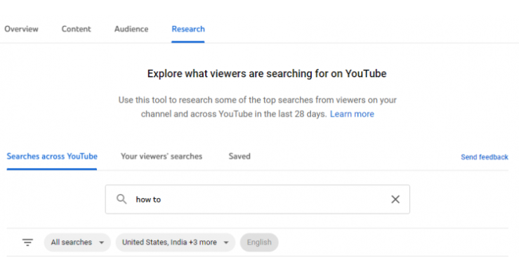Explorarea diferitelor file pentru a găsi API-ul de analiză YouTube în YouTube Studio