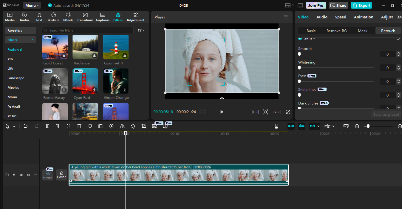 Interface of CapCut desktop video editor - Best software to apply makeup AI tools