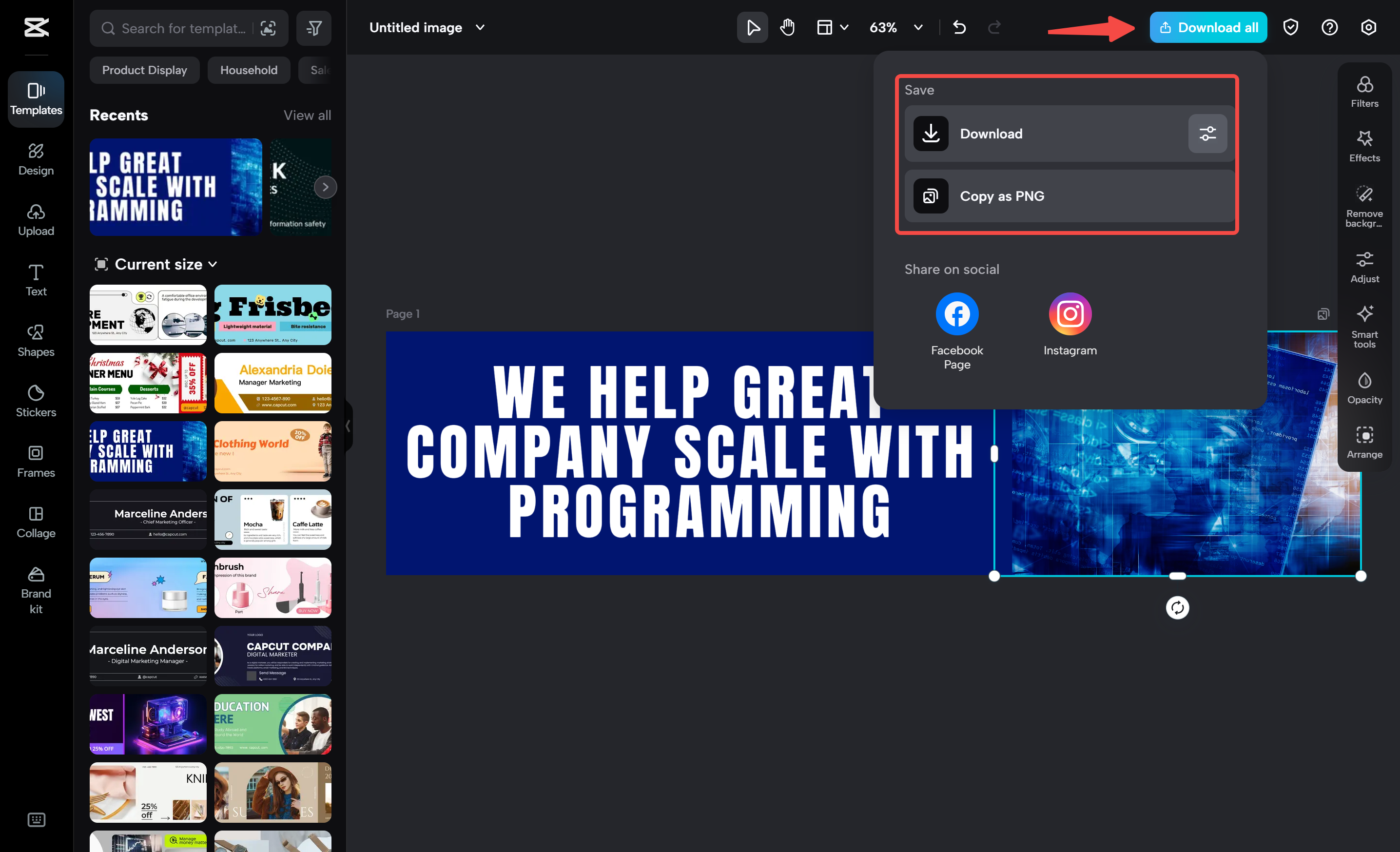 Baixando o banner do editor de vídeo para desktop CapCut