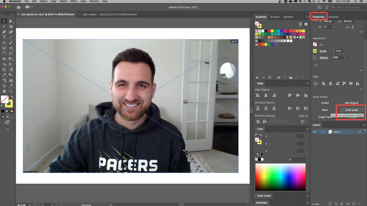 Ritaglia lo strumento immagine in Illustrator