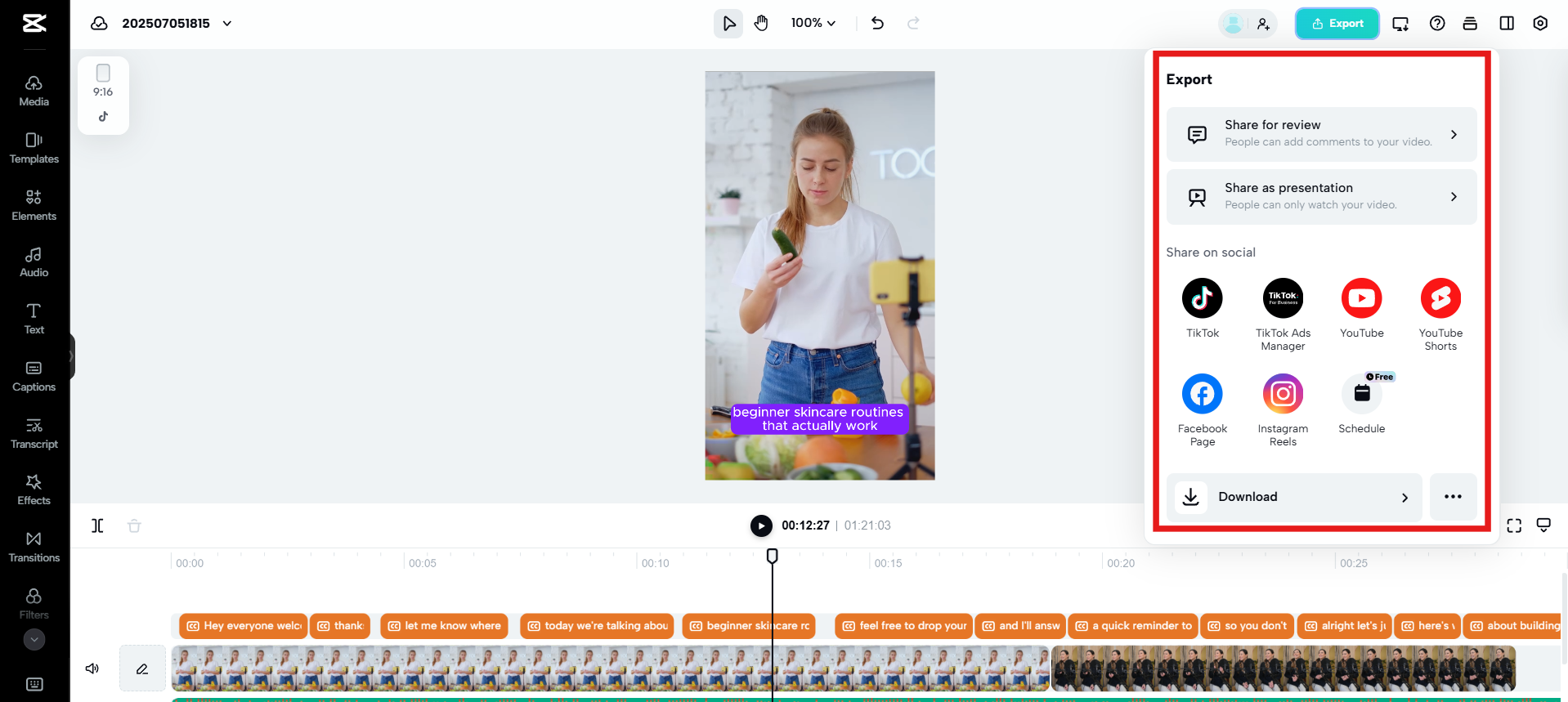 Export and share