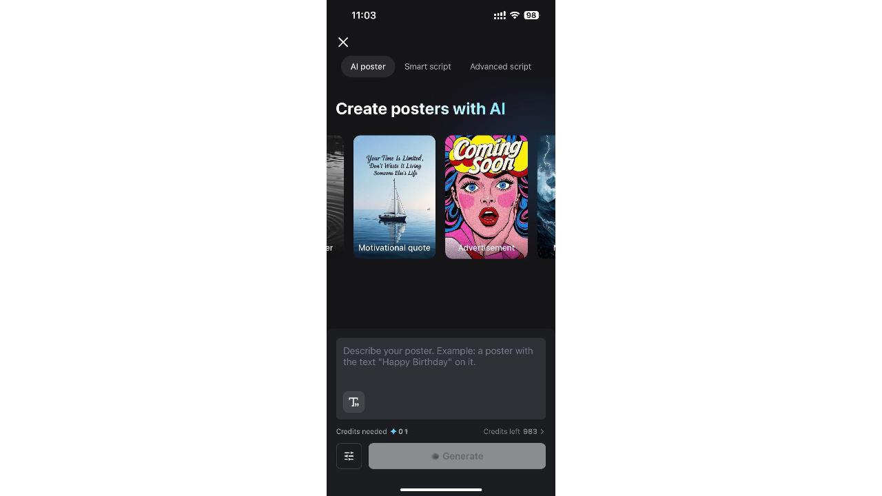 Access the AI poster tool