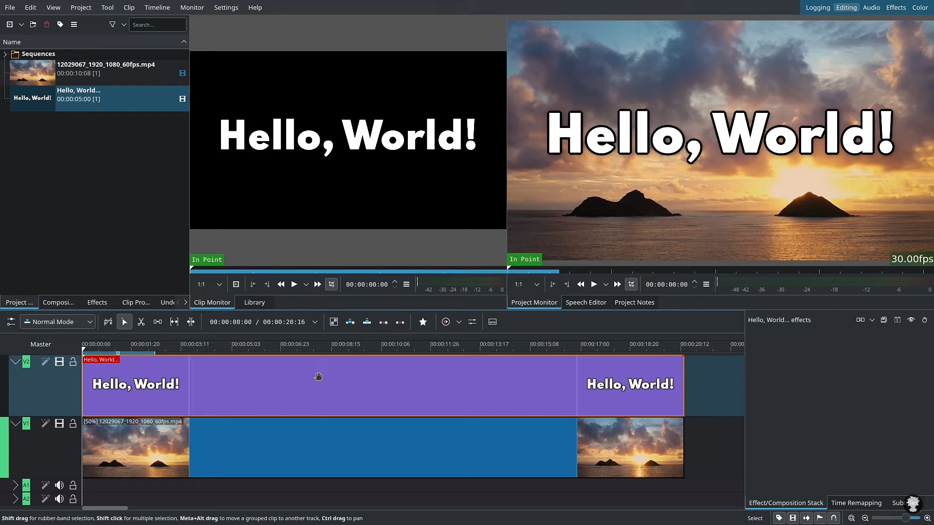 Overlay video title