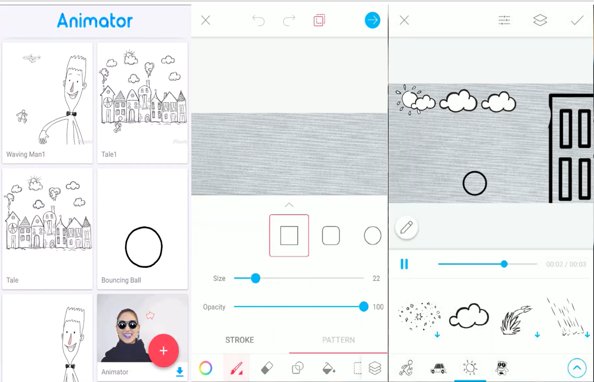Interface de Piscart Animator - le meilleur générateur vidéo de dessin animé IA sur Android