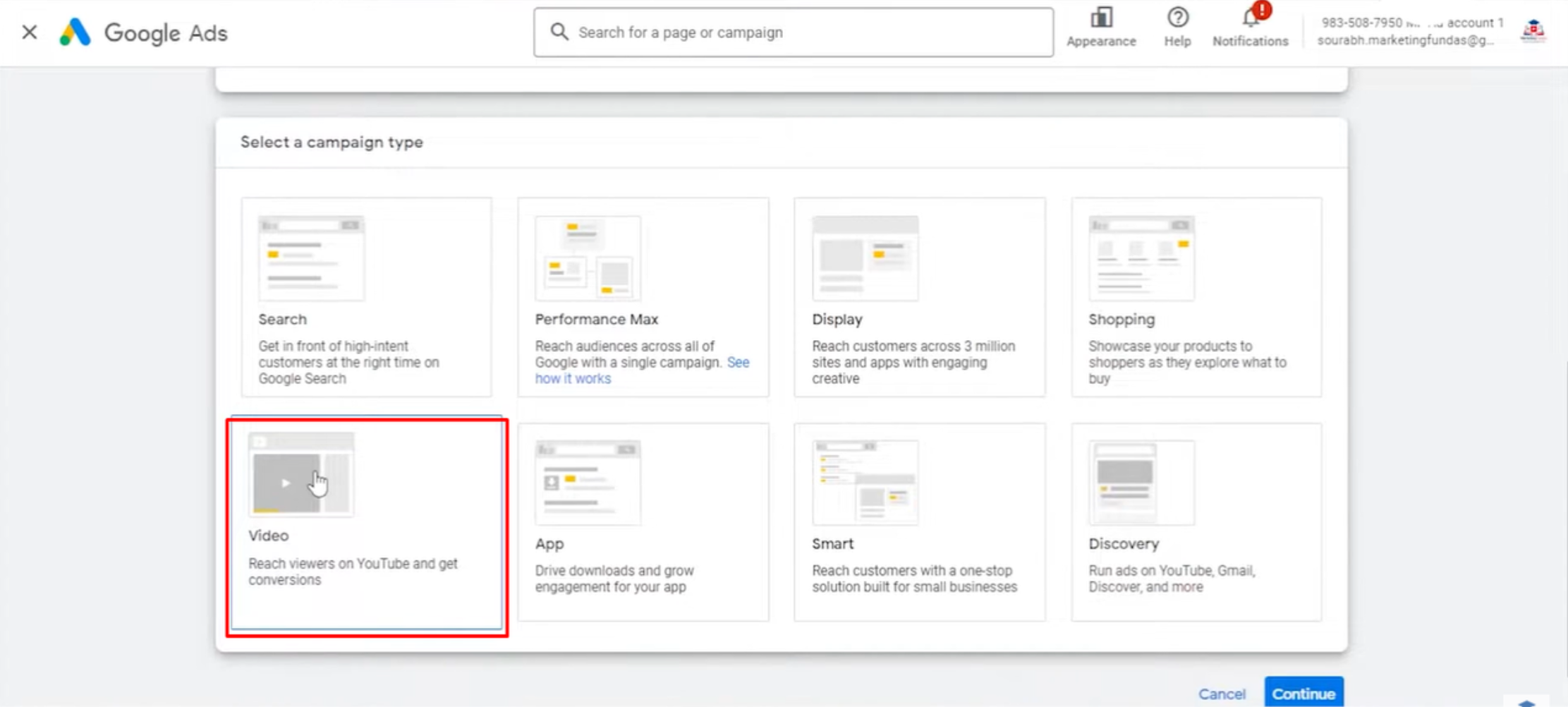 Vytvoření bannerové reklamní kampaně na YouTube v reklamách Google