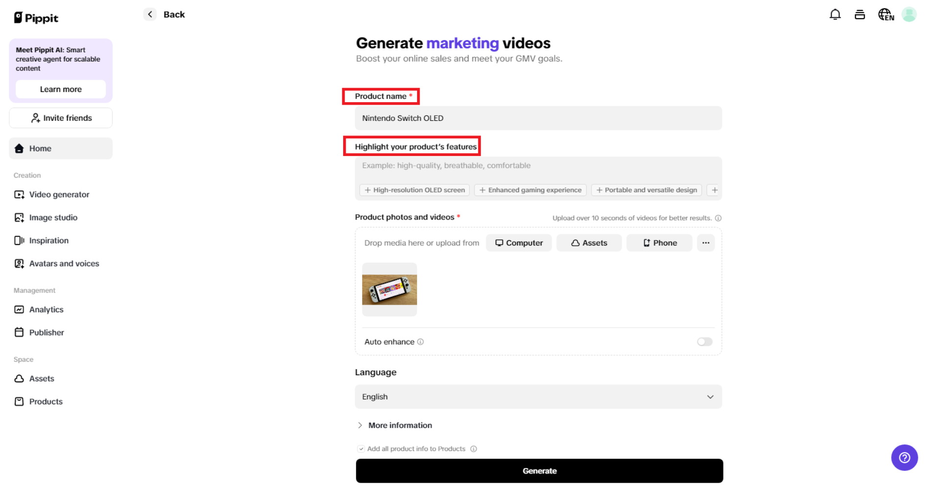 Give product name and highlight its features