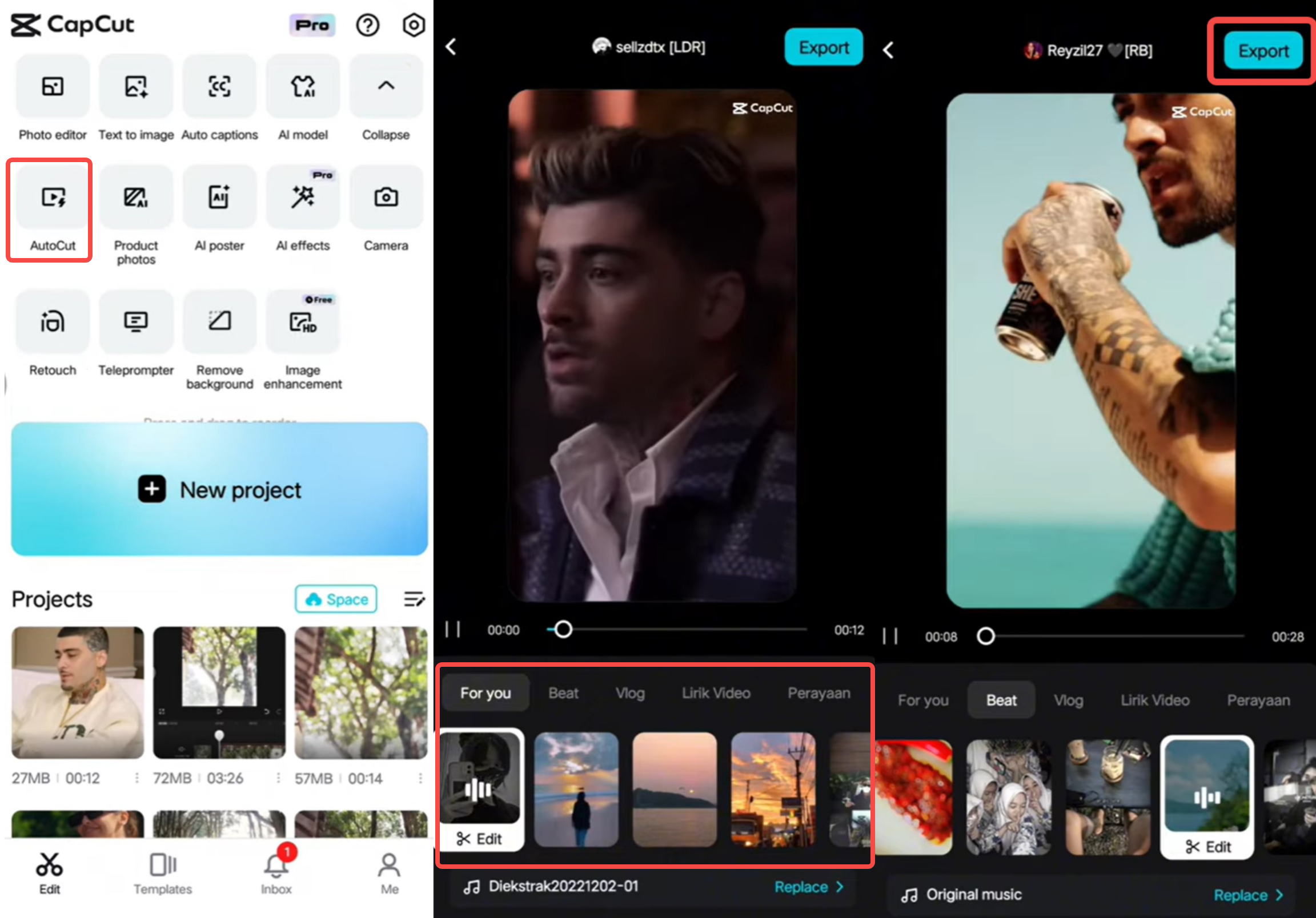 Image showing how to use the AutoCut feature in the CapCut mobile app