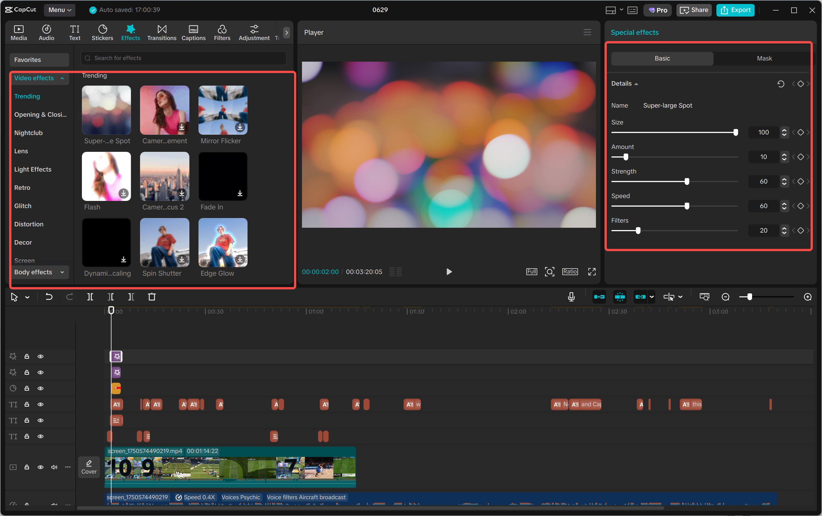 A screenshot of the CapCut desktop interface showing the 'Effects' panel.