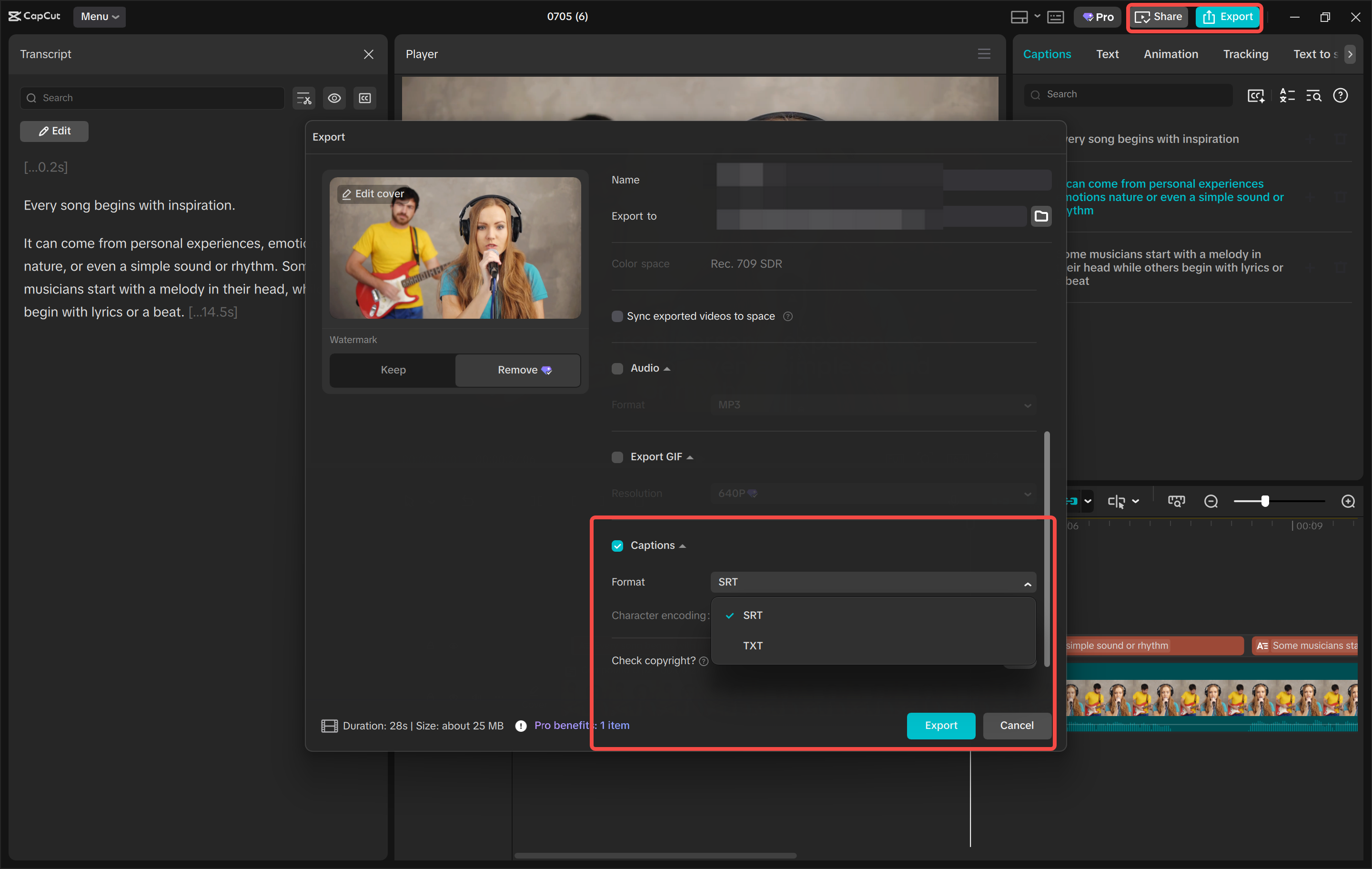 Exporting a short video from the CapCut desktop video editor