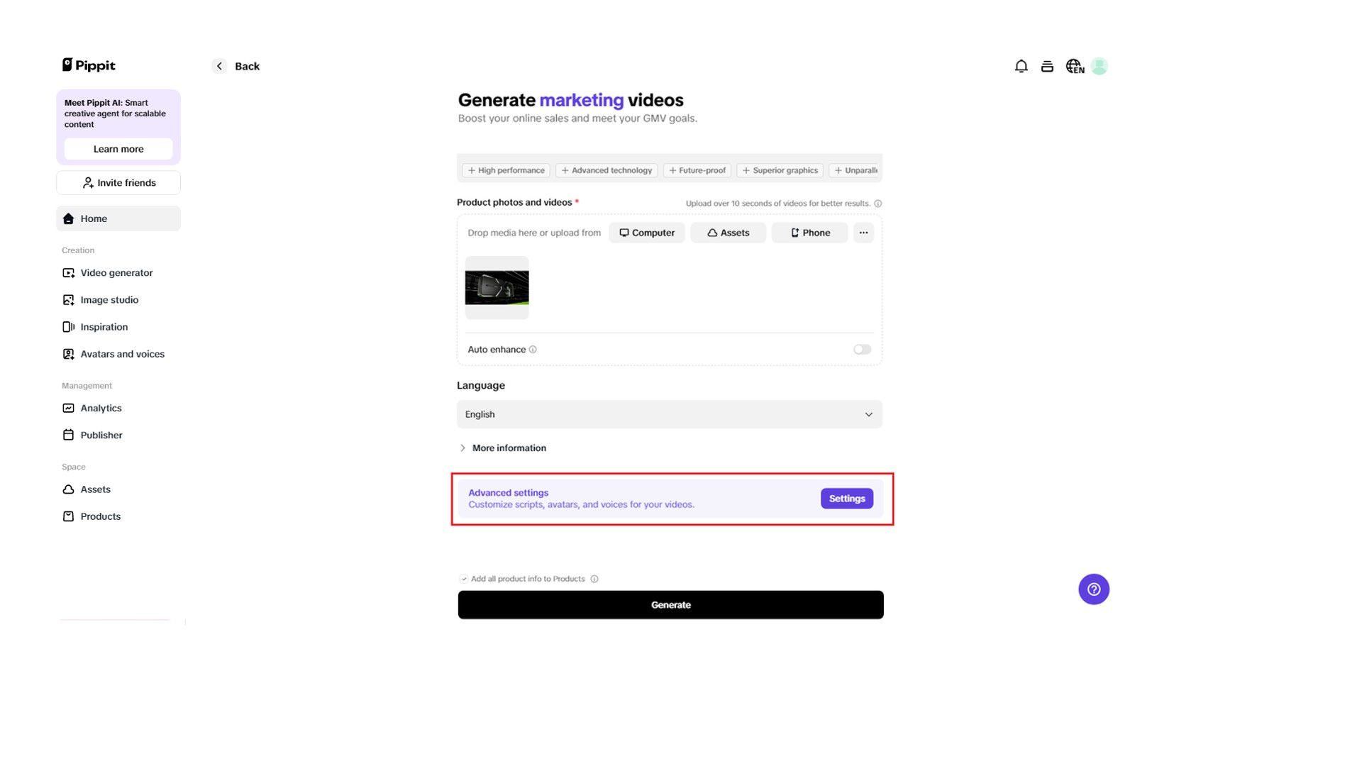 Select Advanced Settings