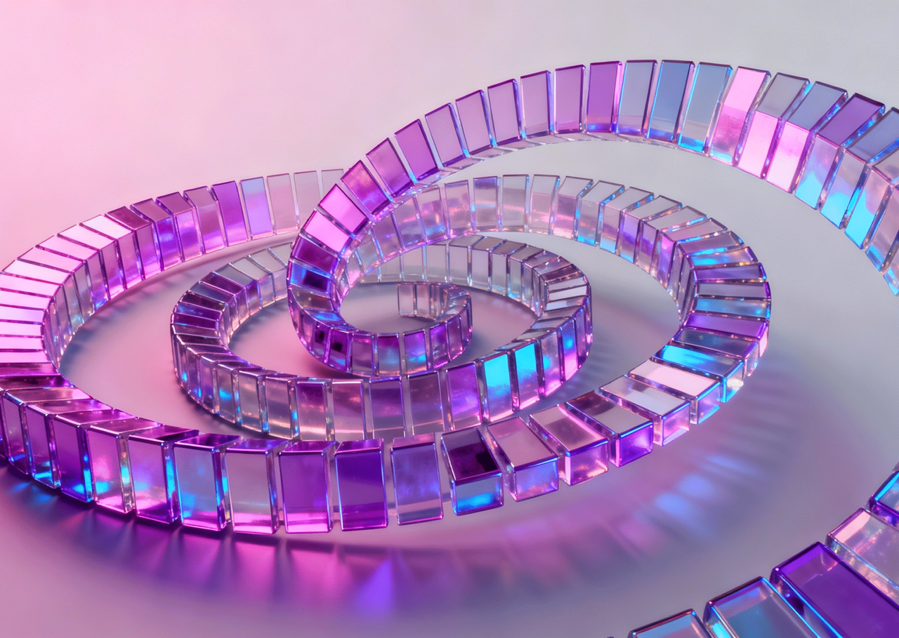 A dreamlike glass spiral staircase