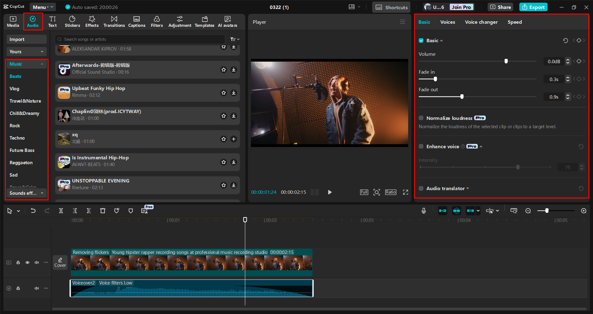 Adicionar e personalizar músicas em vídeos com o editor de vídeo para desktop CapCut