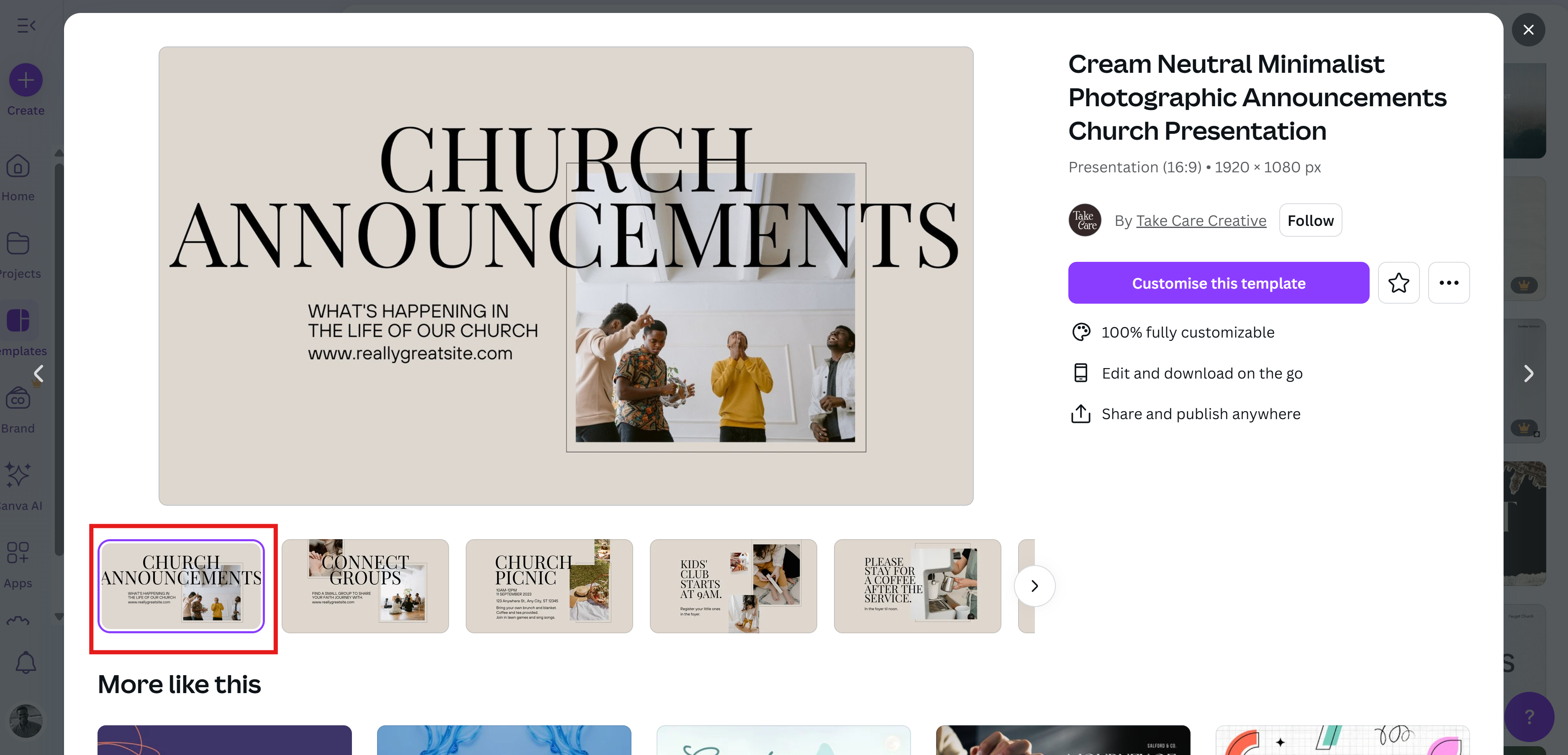 Canva : Conception d'affiches d'église