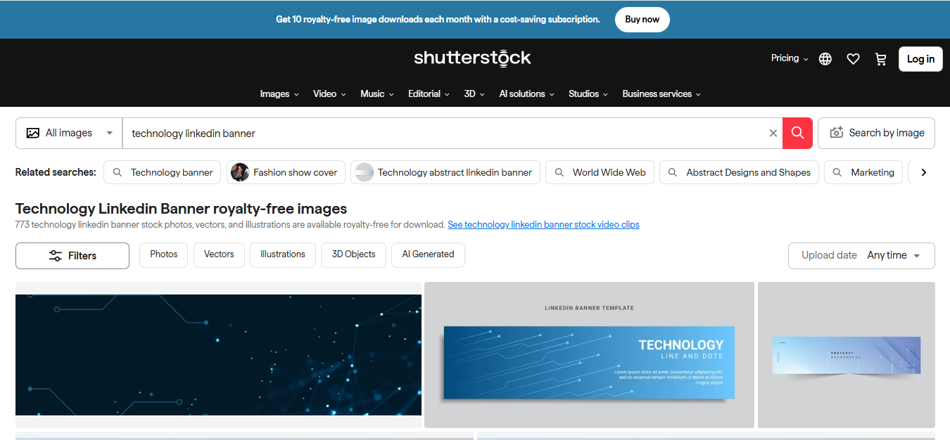 Shutterstock - популярная платформа для информационных технологий LinkedIn фоны
