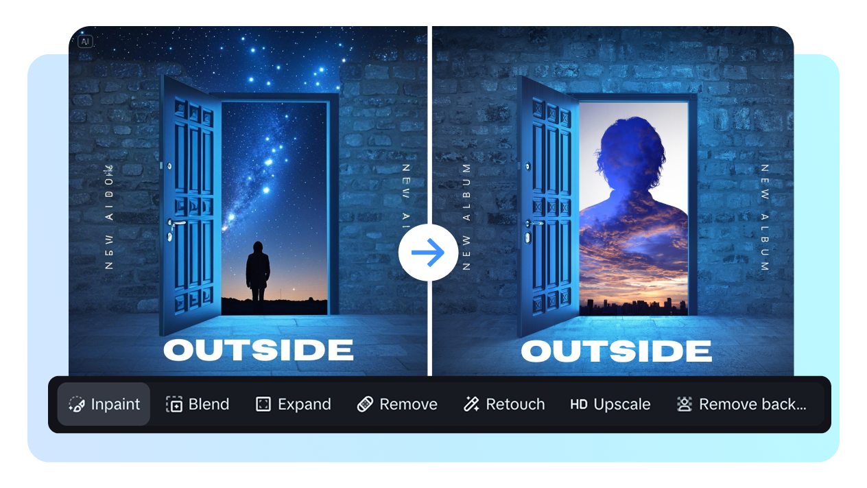 Trim album covers with customization tools