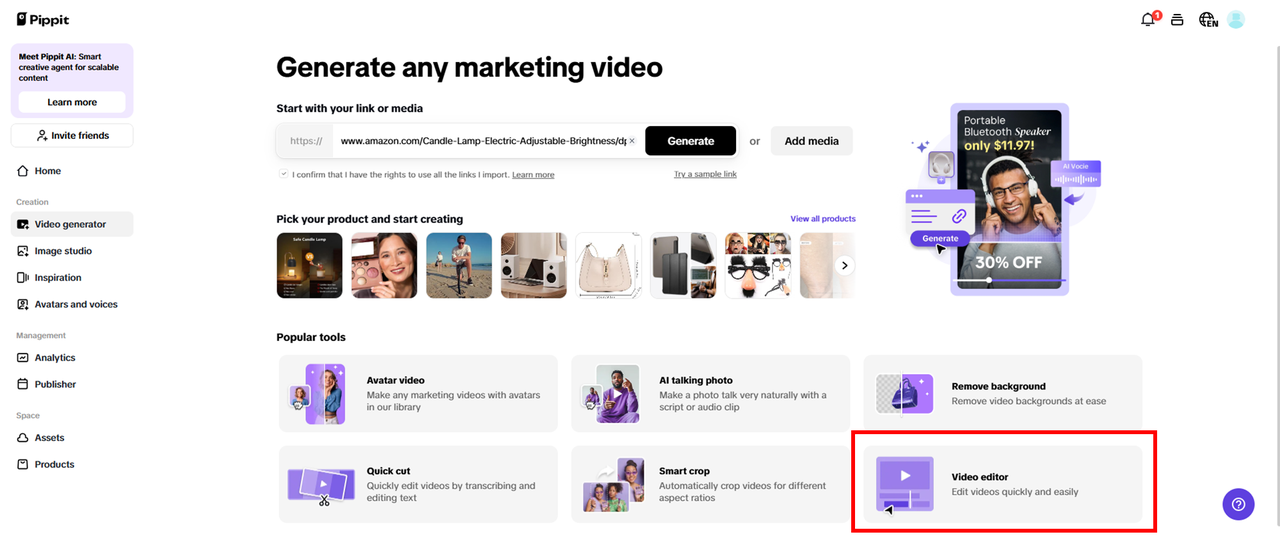 AI-powered video editor tool