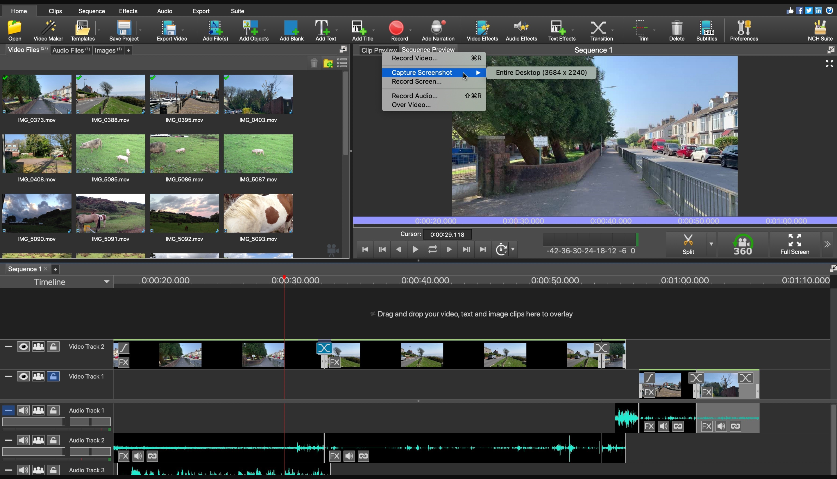 Interface of the VideoPad video editor