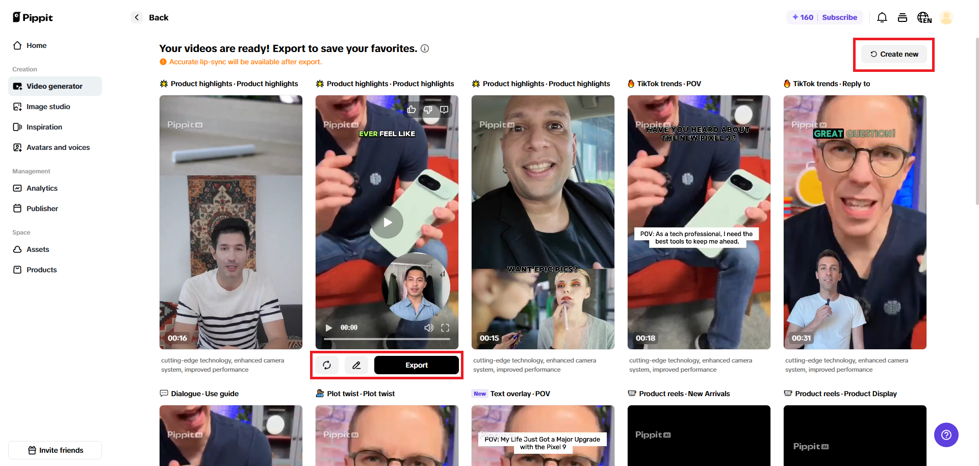 Select your preferred video