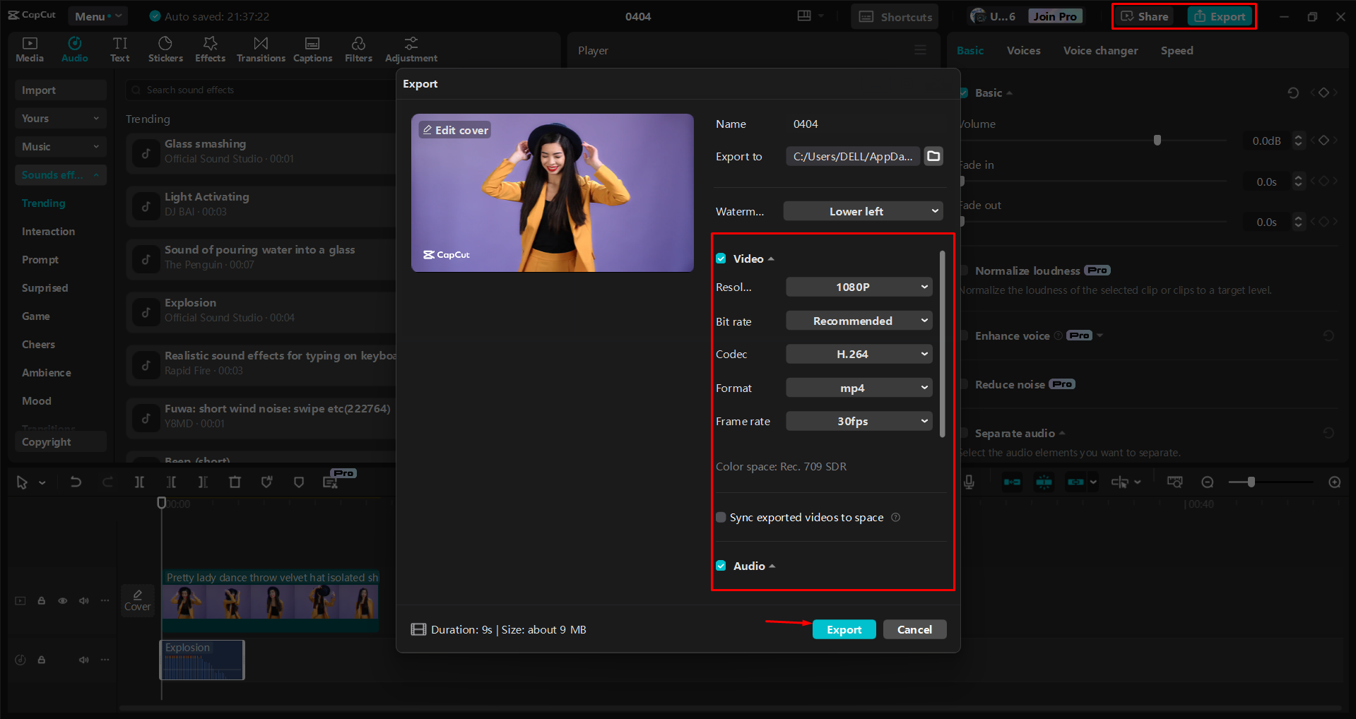 Pag-export ng video mula sa CapCut desktop video editor